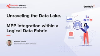 Unraveling the Data Lake.
MPP integration within a
Logical Data Fabric
Antonio Tortosa
Technical Consultant | Denodo
 