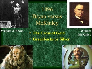 1896
                    Bryan versus
                     McKinley
William J. Bryan                             William
 ...