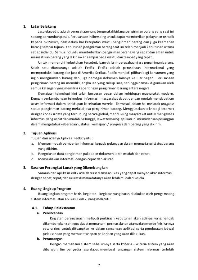 Kerangka Acuan Kerja Aplikasi "FedEx"
