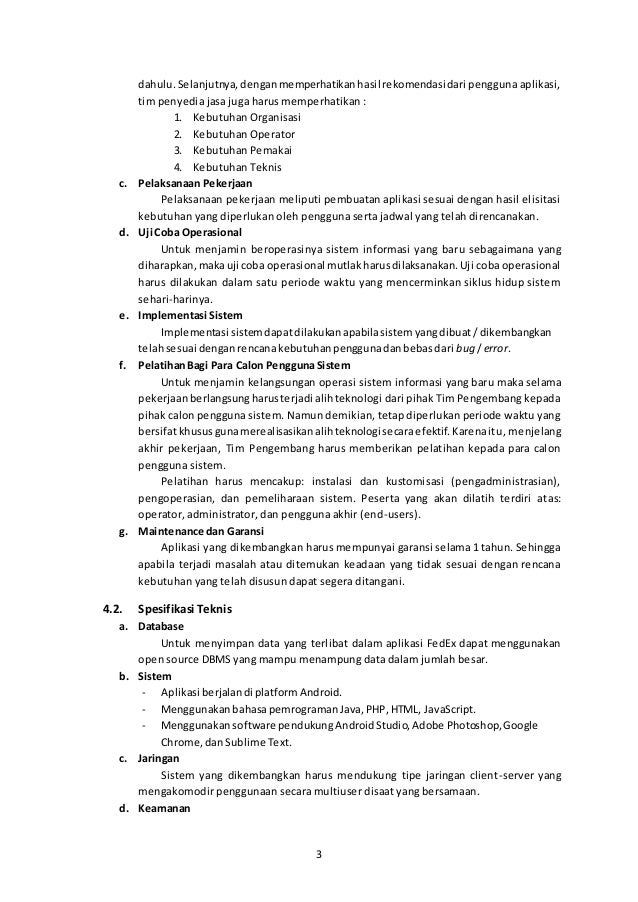 Kerangka Acuan Kerja Aplikasi "FedEx"