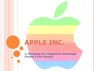 APPLE INC.
2. Managing for Competitive Advantage
(Porter’s Five Forces)
 