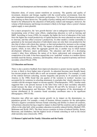The role of education in economic development | PDF