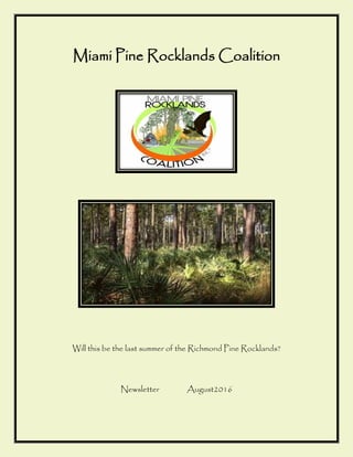 Miami Pine Rocklands Coalition
Will this be the last summer of the Richmond Pine Rocklands?
Newsletter August2016
 