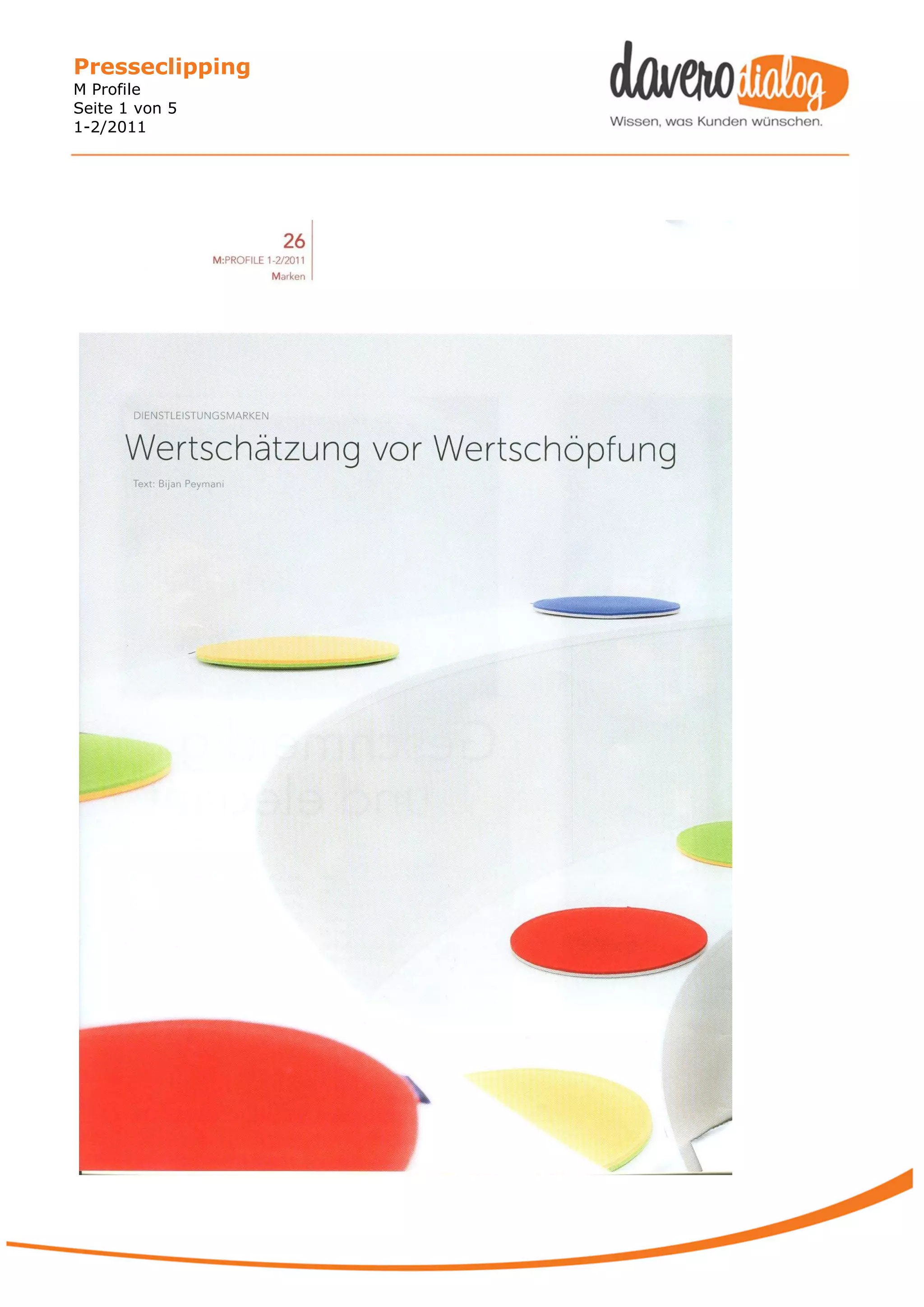 Presseclipping
M Profile
Seite 1 von 5
1-2/2011