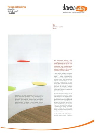 Presseclipping
M Profile
Seite 2 von 5
1-2/2011