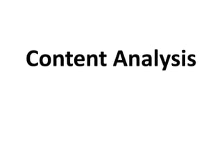 Content Analysis
 