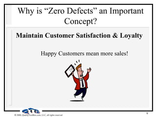 9
 2000, QualityToolBox.com, LLC, all rights reserved
Why is “Zero Defects” an Important
Concept?
Maintain Customer Satisfaction & Loyalty
Happy Customers mean more sales!
 