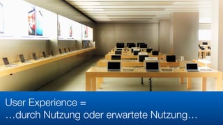 User Experience = 
…durch Nutzung oder erwartete Nutzung…
 