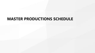 MASTER PRODUCTIONS SCHEDULE
 