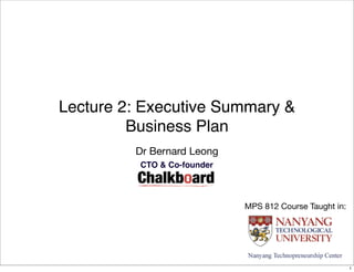 executive summary of a business plan ppt