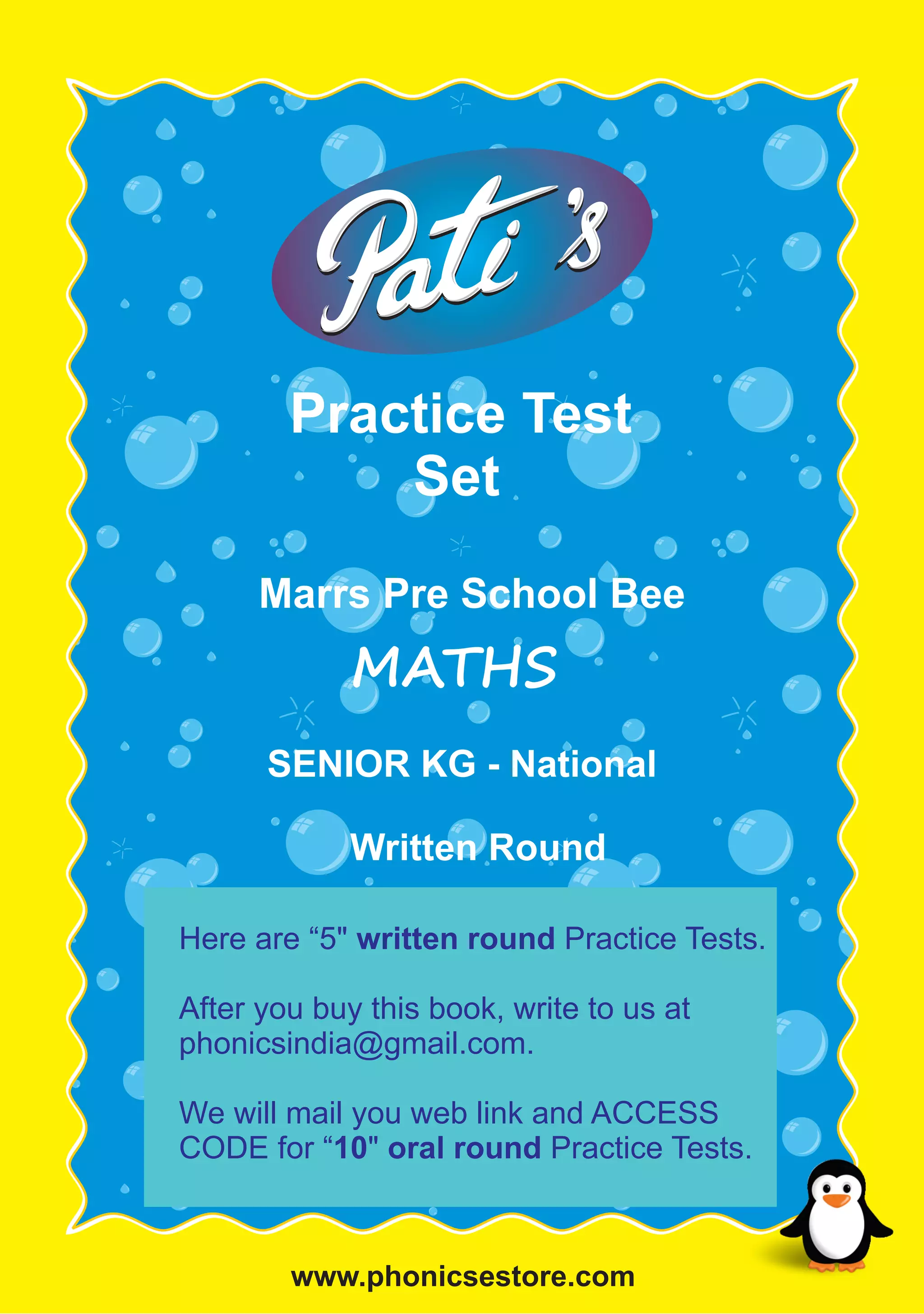 MaRRS Pre School Bee MATHS National Senior KG Practice Tests