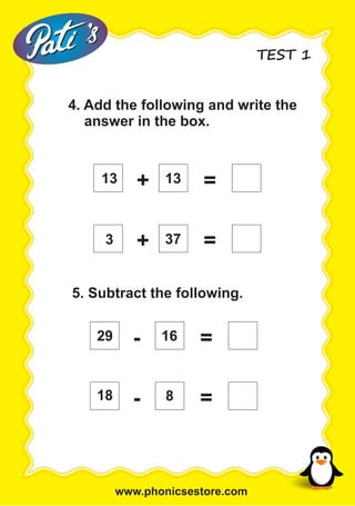MaRRS Pre School Bee - MATHS - National - Senior KG - Practice Tests | PDF