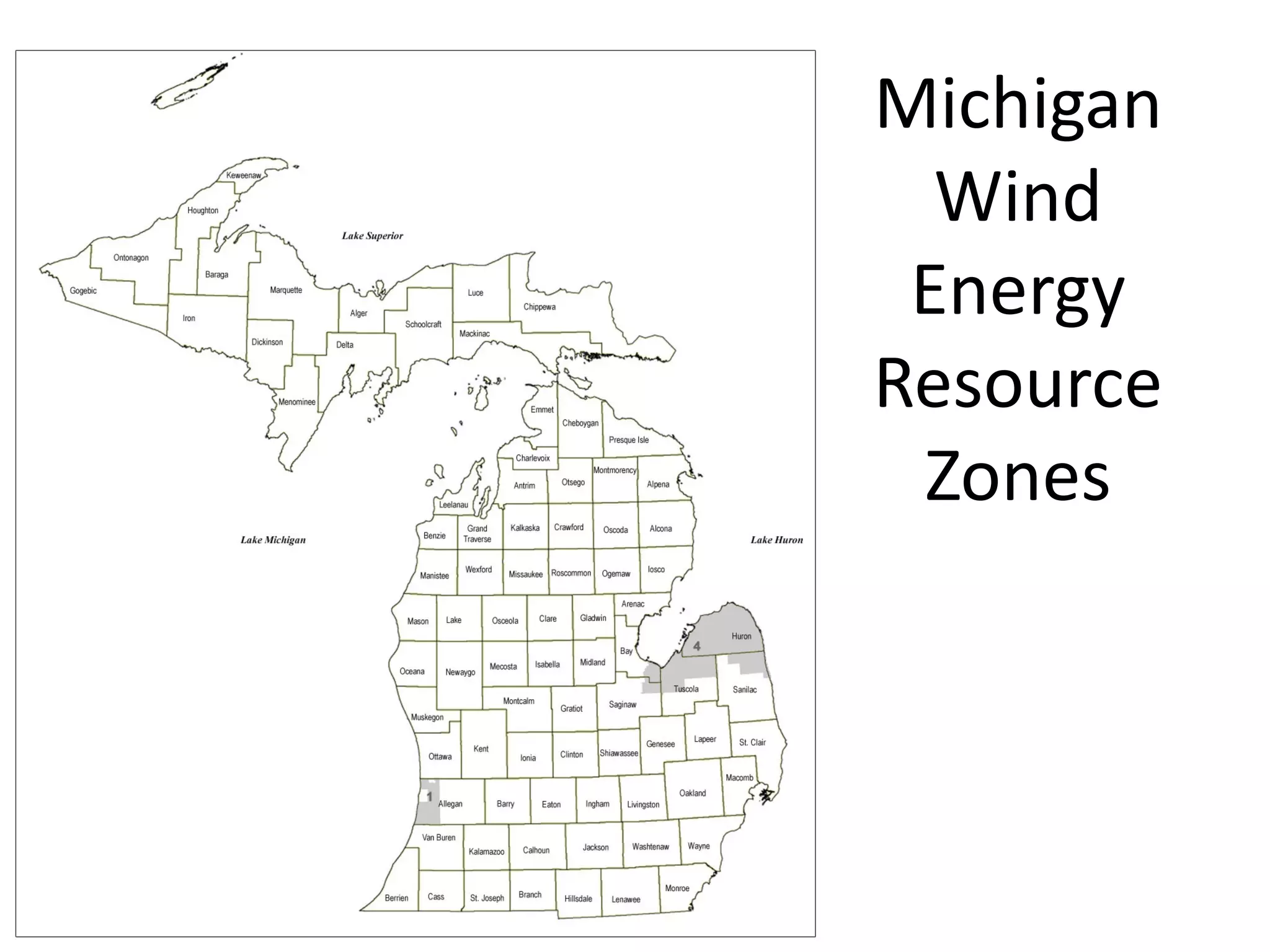 Michigan
  Wind
 Energy
Resource
 Zones
 