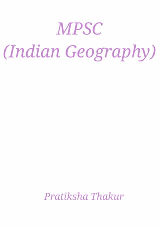 MPSC (Indian Geography) | PDF