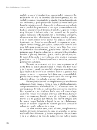 ECONOMIA Y ESTRUCTURA SOCIAL




                también su sangre bebiéndola fresca o preparándola como morcilla,
                rellenando con ella un intestino del mismo guanaco. Era un
                verdadero manjar, como también la médula. El animal era utilizado
                casi totalmente; la grasa que quedaba después de comer servía para
                hacer la pintura corporal. El cuero, bien sobado, era aprovechado
                como pared de los paravientos o las carpas, y como cobertor de
                la choza cónica hecha de troncos de árboles. La piel se prestaba
                muy bien para la indumentaria, como material para las grandes
                capas o mantas que todos llevaban, para la envoltura de las mujeres,
                el tocado masculino, el cubresexo femenino, sandalias, polainas,
                y de los cueros usados hacían pelotas para jugar. El cuero servía
                igualmente para hacer bolsas en las cuales transportaban agua y
                objetos diversos; la vejiga, para bolsitas. Los tendones y nervios eran
                muy útiles para trenzar cuerdas y lazos y sacar hilos (para coser
                las vestimentas y los cobertores), para la cuerda del arco, trampas
                para aves, redes de pesca, collares (en los que enhebraban conchas,
                huesitos o plumas), brazaletes, ajorcas, vinchas para el pelo, etc.
                El hueso de la canilla es especialmente apto, gracias a su dureza,
                para fabricar con él la herramienta llamada retocador y también
                para la punta del arpón.
                       El roedor tucu-tucu era una presa muy importante en el
                norte de la isla donde abundaba (por el terreno más bien plano
                y sin bosques), y donde, por otro lado, el guanaco era más escaso
                (que en el sur). El roedor es un substituto inferior al guanaco, pues
                aunque su carne era apetitosa, hacía falta una gran cantidad de
                pieles y mucho trabajo de costura para hacer de ellas una capa o un
                cobertor; además eran delgadas y no muy abrigador.
                       El zorro (nativo) era más un complemento que un substituto
                del guanaco. Según parece, se comía su carne al faltar la del guanaco,
                aunque no era sabrosa. Gallardo (1910: 321) aﬁrma que nunca lo
                comían porque devoraba los cadáveres humanos que no estuvieran
                bien sepultados y, por añadidura, huele muy mal, tanto así que
                cuando lo comían lo cocinaban enterrado entre brasas. En todo
                caso, el zorro era muy buscado por su piel y algunos la preferían
                incluso a la del guanaco por estimarla más suave y abrigada para
                las mantas y capas. También se la prefería para hacer la bolsa que
                usaban los hombres colgando del hombro, que hacía las veces de
                cubresexo cuando andaban sin su capa.
                       Los lobos marinos eran, como el zorro, complemento y
                también alternativa del guanaco. Su carne no agradaba a los que no
                tenían el hábito de comerla y siempre se prefería a los cachorros
                y no a los adultos, y de éstos, las aletas; pero sus pieles y cueros


124
 