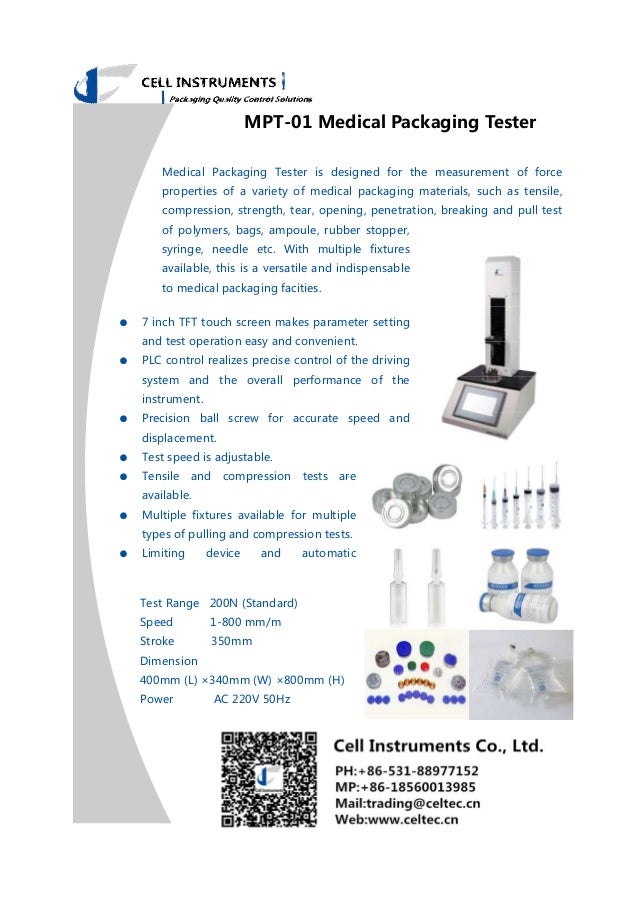 Medical Packaging Tester