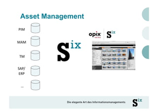 Asset Management
PIM	
  


MAM	
  


 TM	
  


SAP/	
  
ERP	
  


   …	
  
 