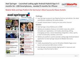 Axel	
  Springer	
  	
  -­‐	
  Launched	
  cufng	
  egde	
  Android	
  Hybrid	
  App	
  in	
  5	
  
months	
  for	
  +100	...