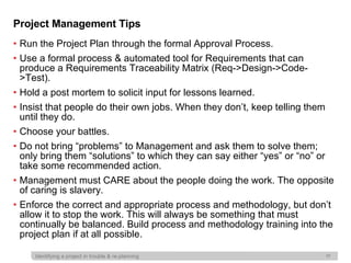 Identifying a project in trouble and re-planning | PPT