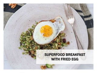 WHAT YOU NEED WHAT YOU NEED TO DO
SUPERFOOD BREAKFAST
WITH FRIED EGG
 