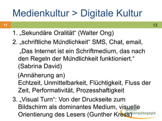 Auslöser von Medienängsten16Novität: Neue Medien stören die Ordnung der Dinge „Abwehr durch Abwertung“Penetration: führt zu politischen sowie sozialen Verschiebungen„Medienangst als Angst Machthabender und Privilegierter, an Macht und Privilegien zu verlieren.“Prof. Susanne Keuneke - Angstmedien - Medienängste Auslöser von Medienängsten17Generationenkonflikt: Jüngere Menschen adaptieren neue Medien schneller und gewinnen ‚kulturelle Vorsprünge‘.Typisch für Medienangstdebatten: Sorge um ‚schädlichen Einfluss auf die Jugend‘.Prof. Susanne Keuneke - Angstmedien - Medienängste Populäre Thesen in Medienangstdebatten18Trivialitätsthese(Miss-)bildungstheseSuchtthese: PathologietheseTabubruchthese, Werteverfallthese TäuschungstheseProf. Susanne Keuneke - Angstmedien - Medienängste Populäre Thesen in Medienangstdebatten19	Aus der Tabubruch-, Täuschungs- und Suchtthese folgt die(A-)sozialisationstheseViolenzthese VerantwortungslosigkeitstheseDefizittheseProf. Susanne Keuneke - Angstmedien - Medienängste Pädagogische Reaktionen20