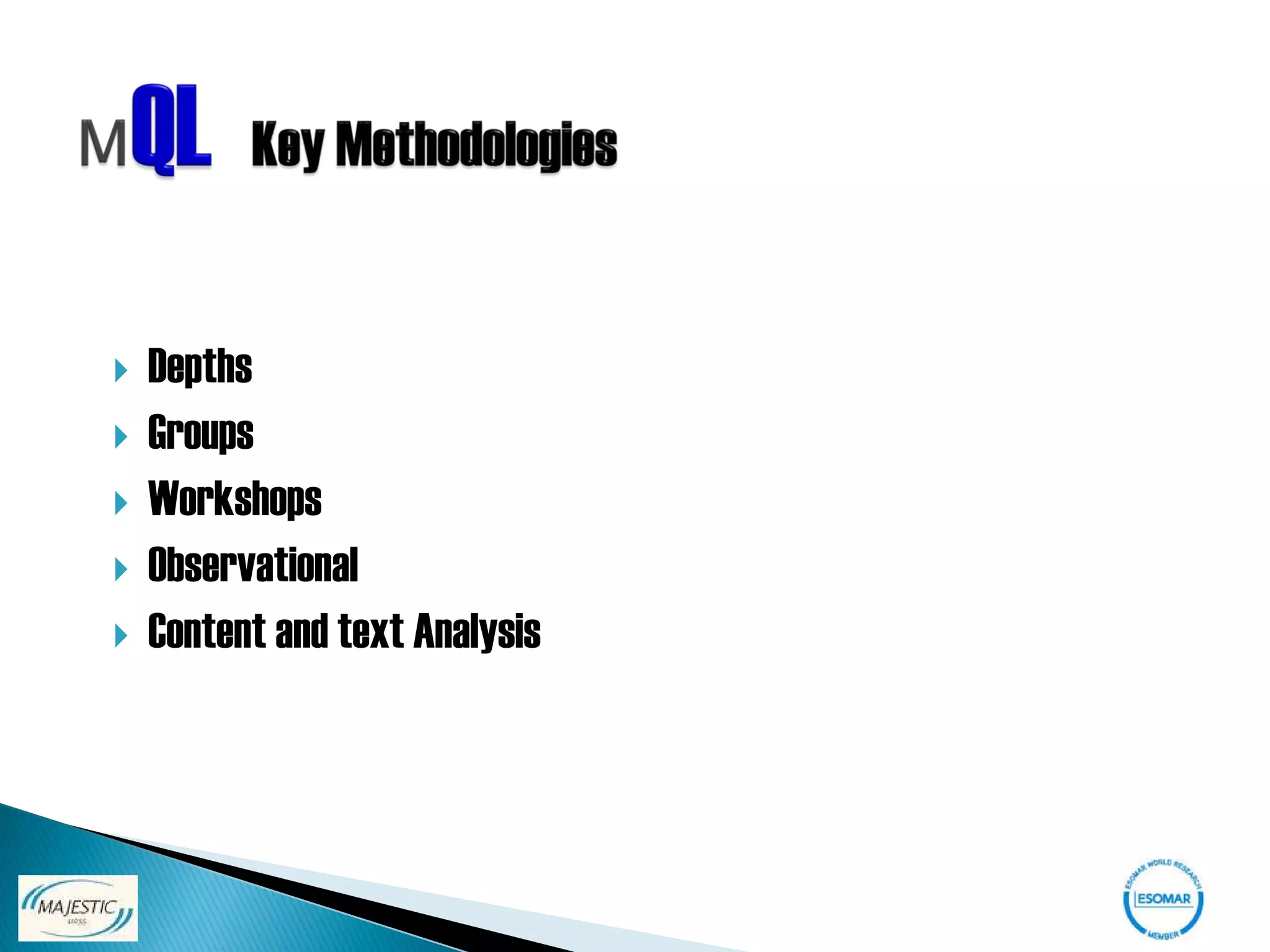    Depths
   Groups
   Workshops
   Observational
   Content and text Analysis
 
