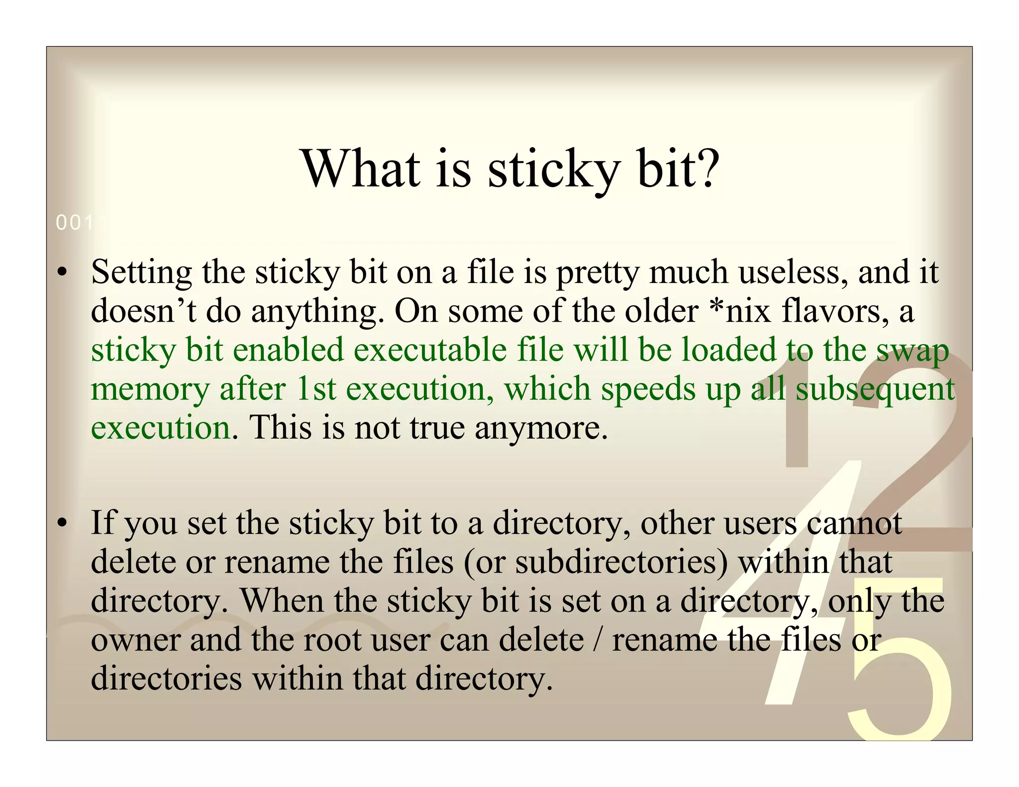Sticky bit suid sgid | PDF | Operating Systems | Computer Software and ...