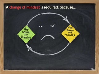 A change of mindset is required, because…
 