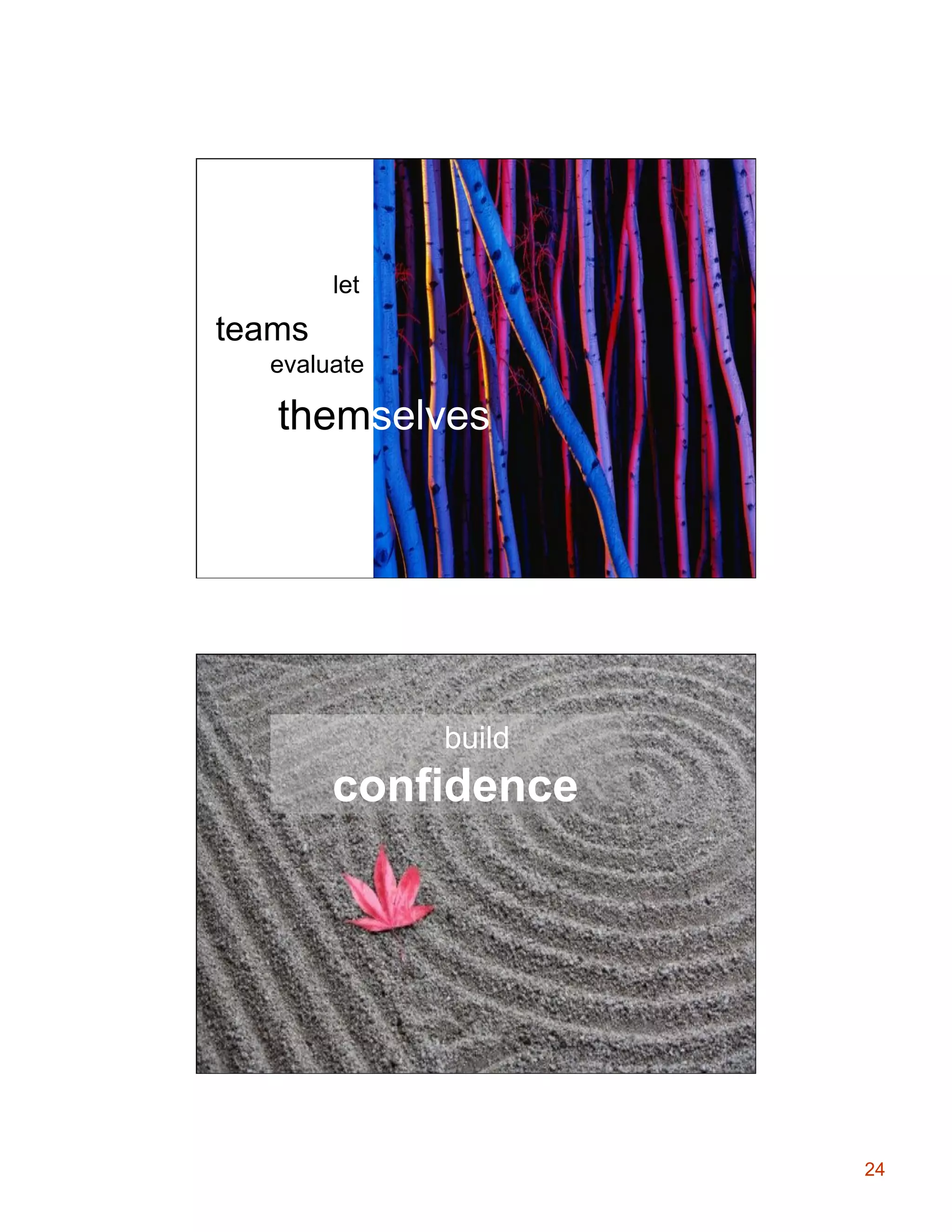 let

teams
evaluate

themselves

build

confidence

24

 