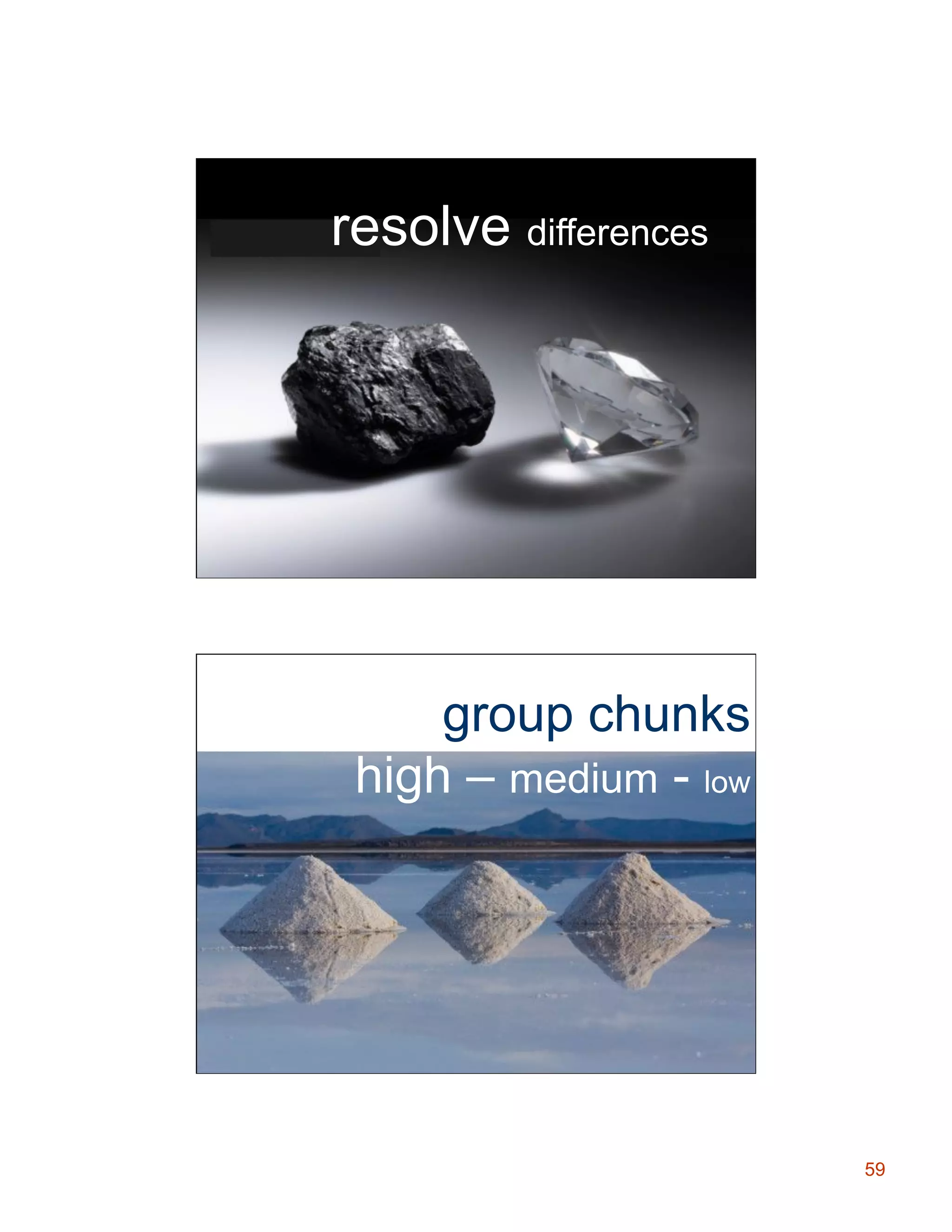 resolve differences

group chunks
high – medium - low

59

 