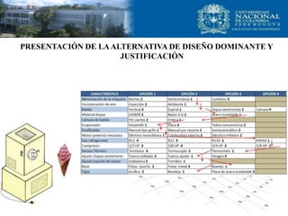 PRESENTACIÓN DE LAALTERNATIVA DE DISEÑO DOMINANTE Y
JUSTIFICACIÓN
 