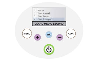 1.   Massa
2.   Pão Normal
3.   Pão Branco
4.   Pão Integral
 