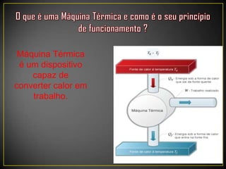 Máquina Térmica
é um dispositivo
capaz de
converter calor em
trabalho.
 