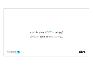 what is your ACDT strategy?
(amazon can’t do this strategy)
 