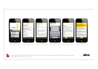 Integrated desktop and mobile ecosystem; real time messaging and expectation management.
50% reduction in service costs.
 