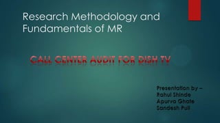 Research Methodology and
Fundamentals of MR

 