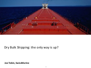 1
Dry Bulk Shipping: the only way is up?
Joe Tobin, SwissMarine
 