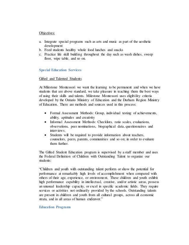 Montessori school business plan sample image