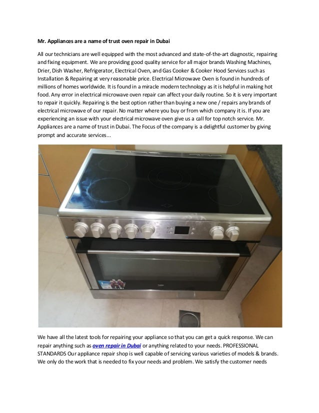 Mr Appliances Are A Name Of Trust Oven Repair In Dubai