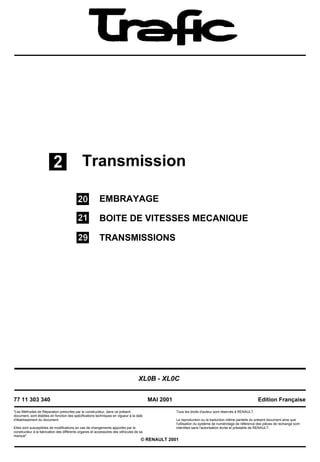 RENAULT TRAFIC 2 TRAFIC II MANUEL ATELIER / RÉPARATION REVUE TECHNIQUE