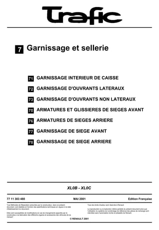 Garnissage et sellerie
GARNISSAGE INTERIEUR DE CAISSE
GARNISSAGE D'OUVRANTS LATERAUX
GARNISSAGE D'OUVRANTS NON LATERAUX
AR...