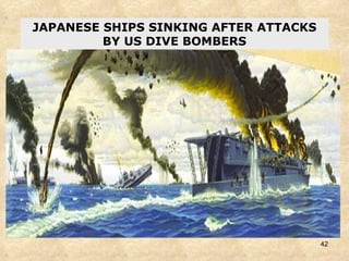 JAPANESE SHIPS SINKING AFTER ATTACKS BY US DIVE BOMBERS 