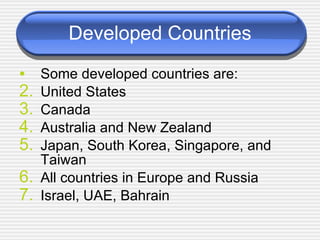 Mr. d. developed and developing countries | PPT