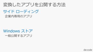 企業内専用のアプリ
一般公開するアプリ
 