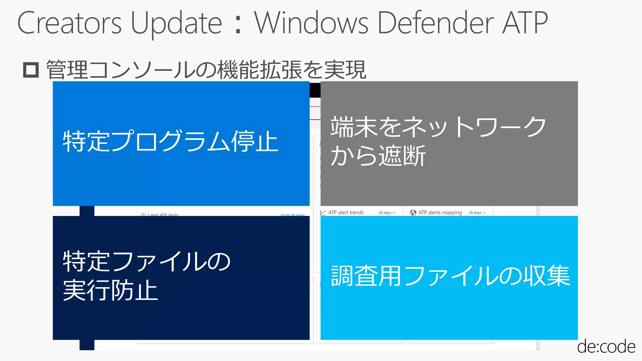  管理コンソールの機能拡張を実現
特定ファイルの
実行防止
特定プログラム停止
 