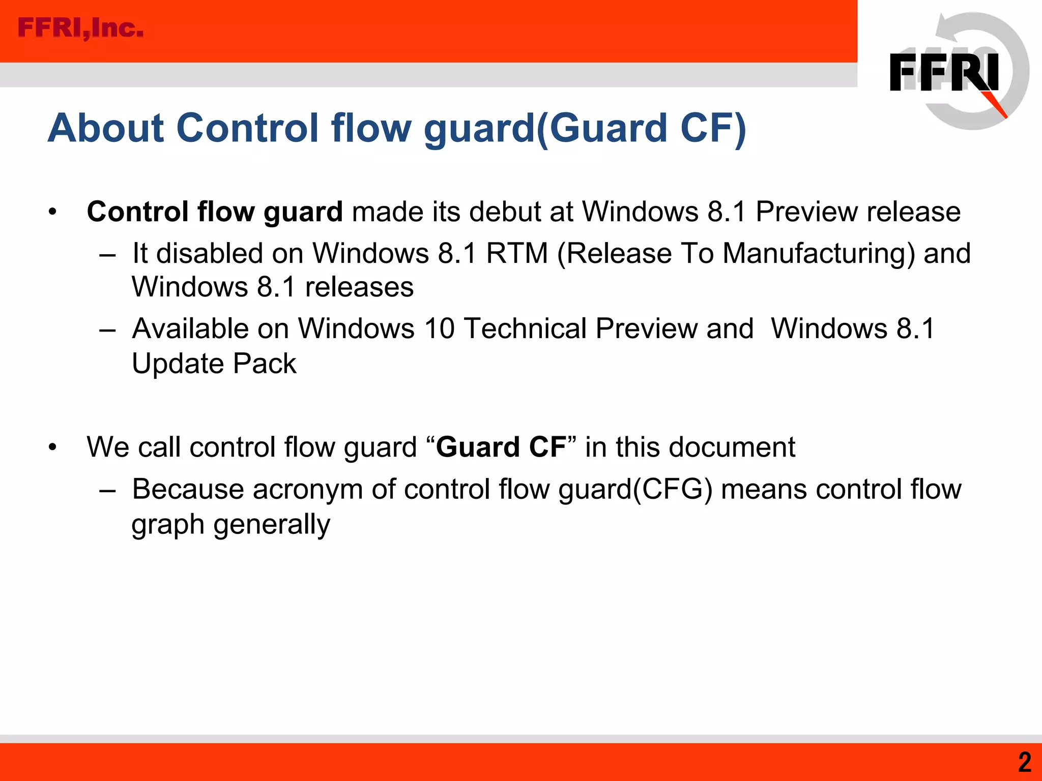 MR201412 Windows New Security Features - Control Flow Guard | PPT