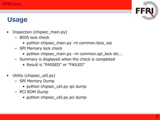 About security assessment framework “CHIPSEC” (FFRI Monthly Research ...