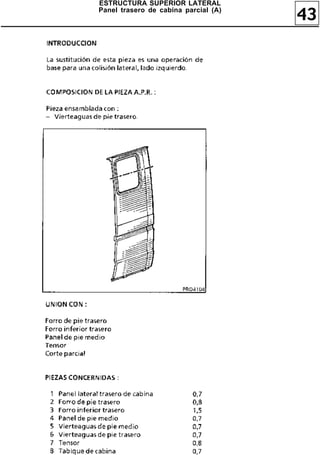 ESTRUCTURA SUPERIOR LATERAL
Panel trasero de cabina parcial (A)
                                      43
 