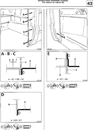 ESTRUCTURA SUPERIOR LATERAL
    Pie trasero de cabina (B)
                                43
 