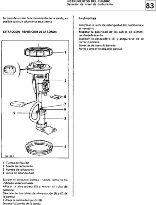 83
INSTRUMENTOS DEL CUADRO
Detector de nivel de carburante
 